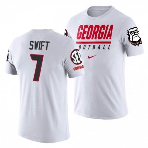 Georgia Bulldogs D'Andre Swift Men's #7 Sideline Legend Performance White Football NCAA T-Shirt 2406OPEI1