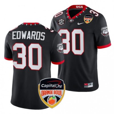 Georgia Bulldogs Daijun Edwards Men's #30 Black 2023 Orange Bowl Playoff Football NCAA Jersey 2406FAIY1