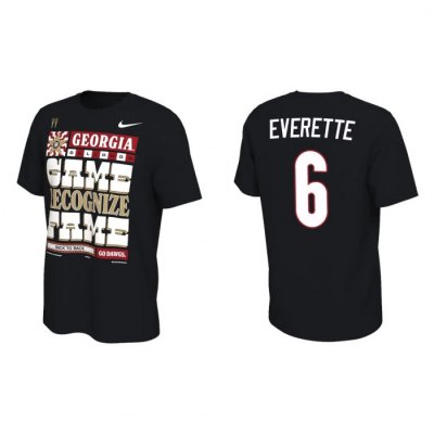 Georgia Bulldogs Daylen Everette Men's #6 2022 National Champions Playoff Black Locker Room Football NCAA T-Shirt 2406DIQN0