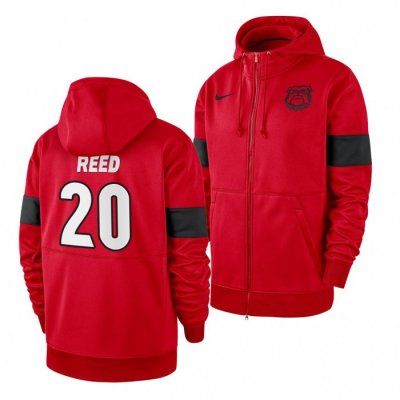 Georgia Bulldogs J.R. Reed Men's #20 Sideline Performance Red Full-Zip Football NCAA Hoodie 2406NUWO7