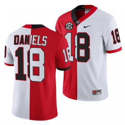 Georgia Bulldogs JT Daniels Men's #18 White Red Split Edition 2021-22 Football NCAA Jersey 2406NNPZ7