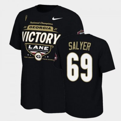 Georgia Bulldogs Jamaree Salyer Men's #69 Black 2021 National Champions Football NCAA T-Shirt 2406IKAI5