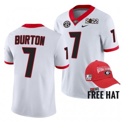 Georgia Bulldogs Jermaine Burton Men's #7 Orange Bowl Champions 2021-22 CFP White Football NCAA Jersey 2406RDWN7