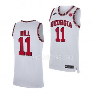 Georgia Bulldogs Justin Hill Men's #11 Home White Replica 2022-23 Basketball NCAA Jersey 2406NXPI3