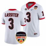 Georgia Bulldogs Kamari Lassiter Men's #3 White 2023 Orange Bowl Playoff Shirt Football NCAA Jersey 2406AMDZ7