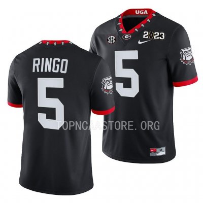 Georgia Bulldogs Kelee Ringo Men's #5 Black 2023 National Championship Playoff Football NCAA Jersey 2406SBCB6