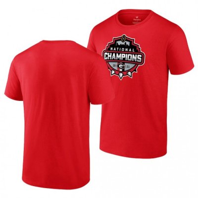 Georgia Bulldogs Men's 2021 Red National Champions CFP Official Logo Football NCAA T-Shirt 2406TGSN1