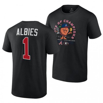 Georgia Bulldogs Men's Ozzie Albies 2021 State of Champions 1 Black Peach x Atlanta Braves Football NCAA T-Shirt 2406ATXA2