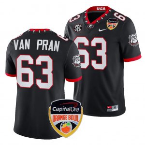 Georgia Bulldogs Sedrick Van Pran Men's #63 Black 2023 Orange Bowl Playoff Football NCAA Jersey 2406YBDD0