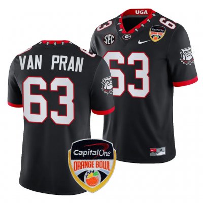 Georgia Bulldogs Sedrick Van Pran Men's #63 Black 2023 Orange Bowl Playoff Football NCAA Jersey 2406YBDD0