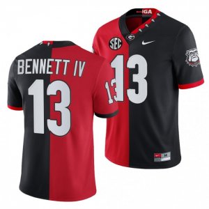 Georgia Bulldogs Stetson Bennett Men's #13 Split Edition Mascot 2021-22 Red 100th Anniversary Black Football NCAA Jersey 2406UTLN5