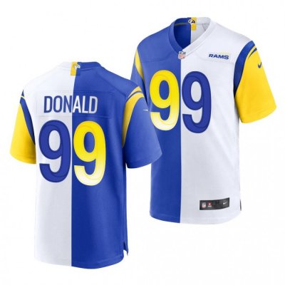 Georgia Bulldogs Aaron Donald Men's #99 Split Edition Royal Rams Alumni White Football NCAA Jersey 2406RVMW4