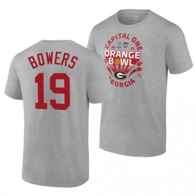 Georgia Bulldogs Brock Bowers Men's #19 Gray 2021 Orange Bowl CFP Football NCAA T-Shirt 2406LPCZ8