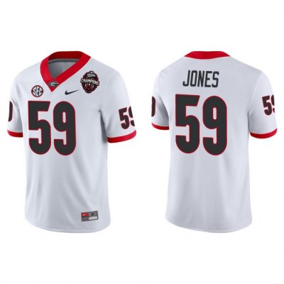 Georgia Bulldogs Broderick Jones Men's #59 2022 National Champions Playoff White Game Football NCAA Jersey 2406UILX0