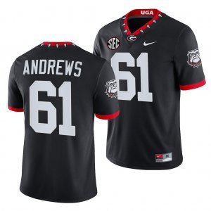 Georgia Bulldogs David Andrews Men's #61 100th Anniversary Black Mascot Alumni NFL Football NCAA Jersey 2406ZIGV8