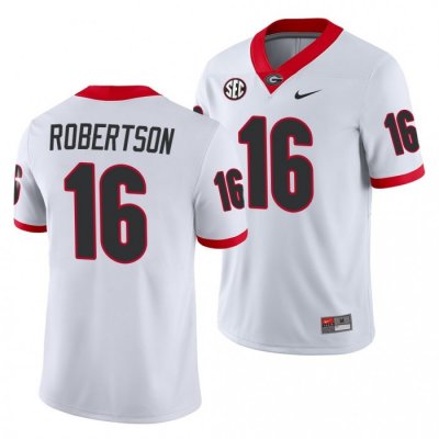 Georgia Bulldogs Demetris Robertson Men's #16 Away White Game Football NCAA Jersey 2406OLWO5