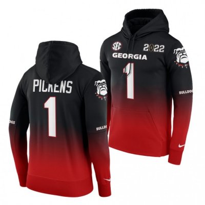 Georgia Bulldogs George Pickens Men's #1 2021 National Champions Playoff Red Black Football NCAA Hoodie 2406ZSRL6