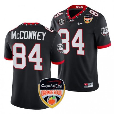 Georgia Bulldogs Ladd McConkey Men's #84 Black 2023 Orange Bowl Playoff Football NCAA Jersey 2406IDIJ2