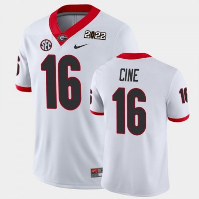 Georgia Bulldogs Lewis Cine Men's #16 Game 2021 National Champions White Football NCAA Jersey 2406OXWP1