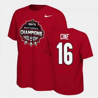 Georgia Bulldogs Lewis Cine Men's #16 Red 2021 National Champions Football NCAA T-Shirt 2406OFKZ0