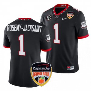 Georgia Bulldogs Marcus Rosemy-Jacksaint Men's #1 Black 2023 Orange Bowl Playoff Football NCAA Jersey 2406TQJL8