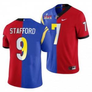 Georgia Bulldogs Matthew Stafford Men's #7 LVI X LA Rams Super Bowl Royal Red Dual Teams Split Football NCAA Jersey 2406SLMF0