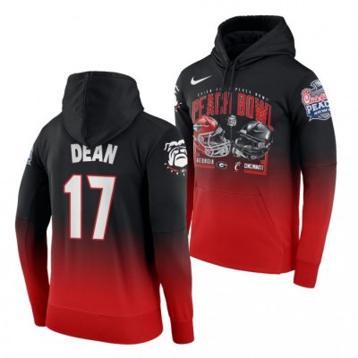 Georgia Bulldogs Nakobe Dean Men's #17 Gradient 2021 Peach Bowl Red Football NCAA Hoodie 2406OGMQ3