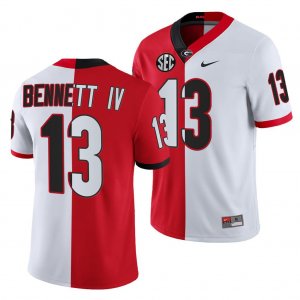 Georgia Bulldogs Stetson Bennett Men's #13 White Red Split Edition 2021-22 Football NCAA Jersey 2406SQAC6