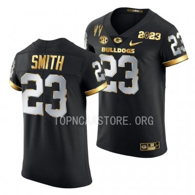 Georgia Bulldogs Tykee Smith Men's #23 Black 2X CFBPlayoff National Champions Limited Golden Football NCAA Jersey 2406UOMN5