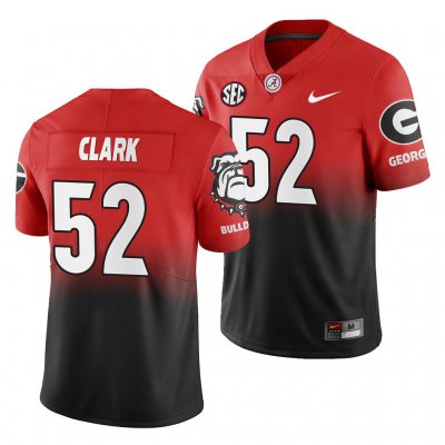 Georgia Bulldogs Tyler Clark Men's #52 2019 Color Crash Black Gradient Red Football NCAA Jersey 2406WGYL8