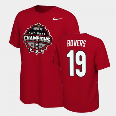 Georgia Bulldogs Brock Bowers Men's #19 Red 2021 National Champions Football NCAA T-Shirt 2406TYAZ8