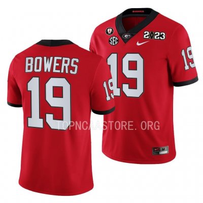 Georgia Bulldogs Brock Bowers Men's #19 Red 2023 National Championship Playoff Football NCAA Jersey 2406AGPW1