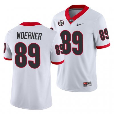 Georgia Bulldogs Charlie Woerner Men's #89 Away White Game Football NCAA Jersey 2406GVAK5