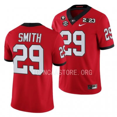 Georgia Bulldogs Christopher Smith Men's #29 Red 2023 National Championship Playoff Football NCAA Jersey 2406GLZI5