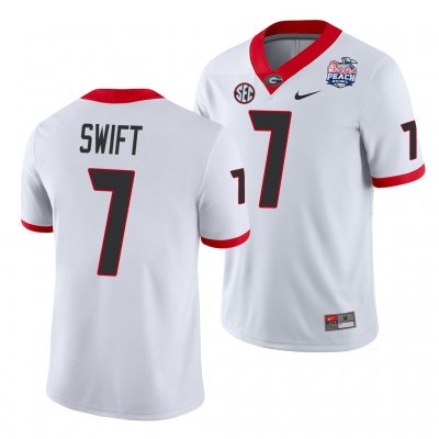 Georgia Bulldogs D'Andre Swift Men's #7 White 2021 Peach Bowl Football NCAA Jersey 2406DOJP0