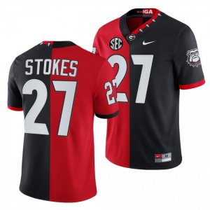 Georgia Bulldogs Eric Stokes Men's #27 100th Season Split Edition Alumni NFL Black Red Football NCAA Jersey 2406IBEK7