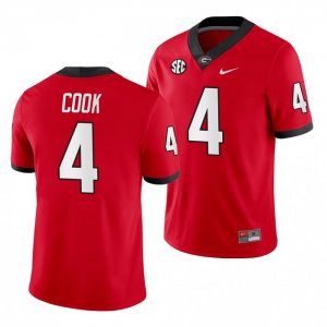 Georgia Bulldogs James Cook Men's #4 Home Red Game Football NCAA Jersey 2406JUWR6