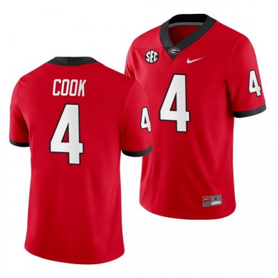 Georgia Bulldogs James Cook Men's #4 Home Red Game Football NCAA Jersey 2406JUWR6