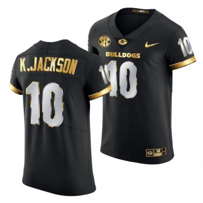 Georgia Bulldogs Kearis Jackson Men's #10 Authentic Black Golden Edition 2020-21 Football NCAA Jersey 2406KDYK7