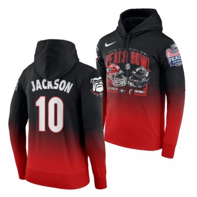 Georgia Bulldogs Kearis Jackson Men's #10 Gradient 2021 Peach Bowl Red Football NCAA Hoodie 2406IGSO0