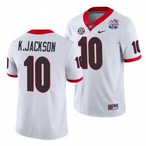 Georgia Bulldogs Kearis Jackson Men's #10 White 2021 Peach Bowl Football NCAA Jersey 2406TCKH5