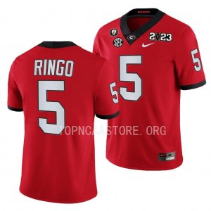 Georgia Bulldogs Kelee Ringo Men's #5 Red 2023 National Championship Playoff Football NCAA Jersey 2406OUEV2