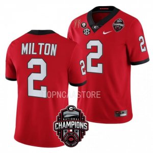 Georgia Bulldogs Kendall Milton Men's #2 National Champions Back-To-Back CFBPlayoff 2023 Red Football NCAA Jersey 2406PEOJ3