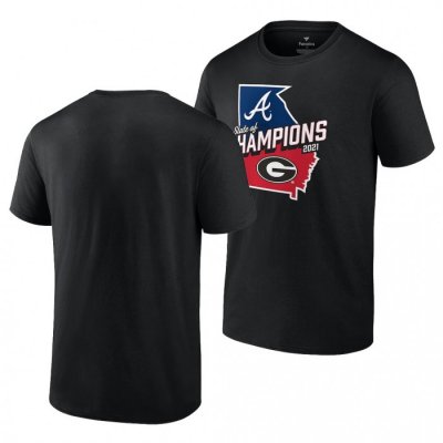 Georgia Bulldogs Men's Black 2021 State of Champions x Atlanta Braves Football NCAA T-Shirt 2406GYZH4