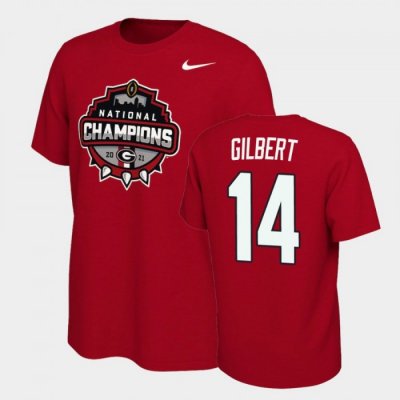 Georgia Bulldogs Arik Gilbert Men's #14 Red 2021 National Champions Football NCAA T-Shirt 2406FFOO4