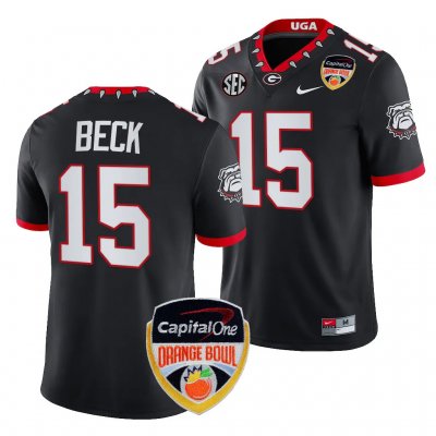 Georgia Bulldogs Carson Beck Men's #15 Black 2023 Orange Bowl Playoff Football NCAA Jersey 2406PFDZ5