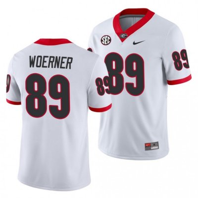 Georgia Bulldogs Charlie Woerner Men's #89 Away White Game Football NCAA Jersey 2406EOWI8