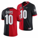 Georgia Bulldogs Fran Tarkenton Men's #10 100th Season Split Edition Alumni NFL Black Red Football NCAA Jersey 2406WOZJ1