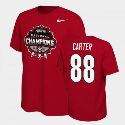 Georgia Bulldogs Jalen Carter Men's #88 Red 2021 National Champions Football NCAA T-Shirt 2406IAYH8