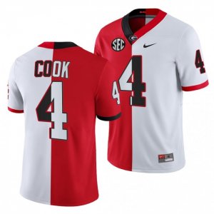 Georgia Bulldogs James Cook Men's #4 Split Edition 2021-22 White Red Football NCAA Jersey 2406AORC1